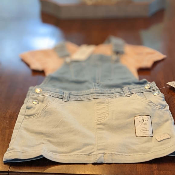 7 FOR ALL MANKIND GIRLS 2T 2 PIECE DENIM JUMPER SET SOFT STRETCHY NWT 💖 - Picture 4 of 7
